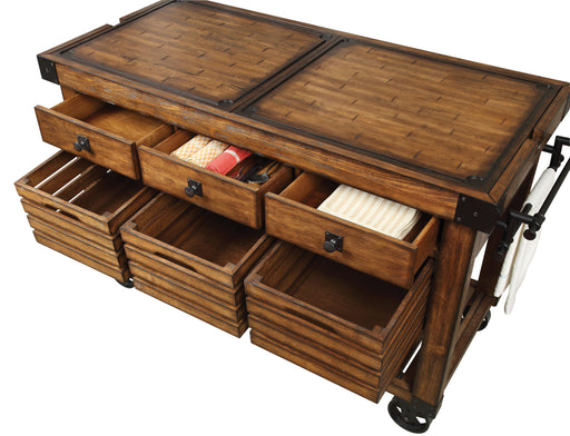 Kaif Distressed Chestnut Kitchen Cart - Tony’s Furniture Store & Linen (GA) - Multi Location