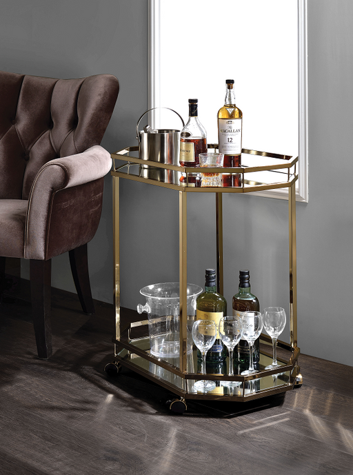 Lacole Champagne & Mirror Serving Cart - Tony’s Furniture Store & Linen (GA) - Multi Location