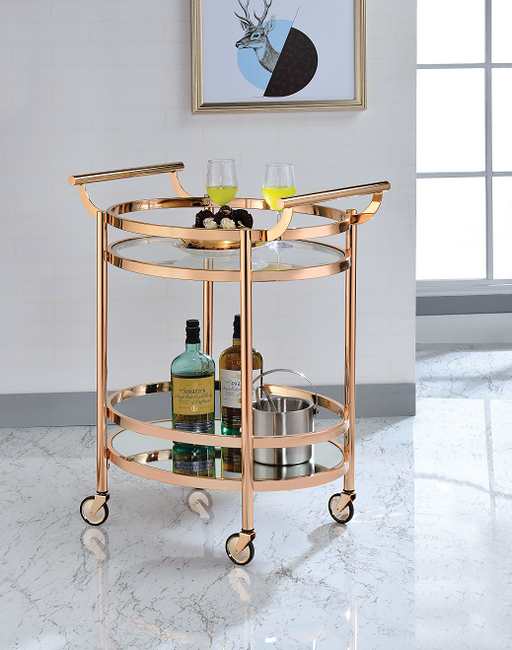 Lakelyn Rose Gold & Clear Glass Serving Cart - Tony’s Furniture Store & Linen (GA) - Multi Location