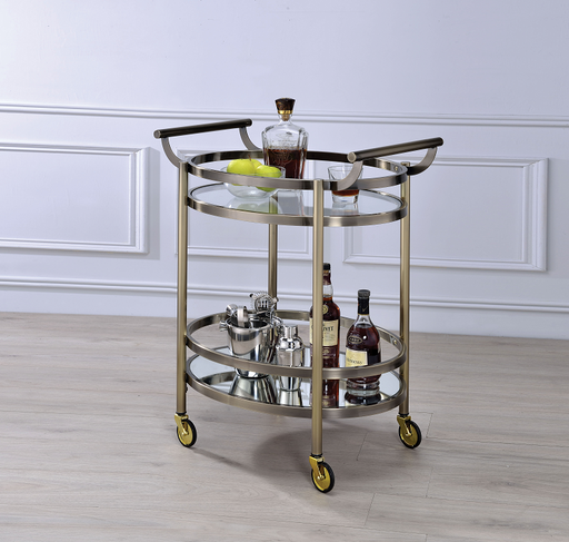 Lakelyn Brushed Bronze & Clear Glass Serving Cart - Tony’s Furniture Store & Linen (GA) - Multi Location