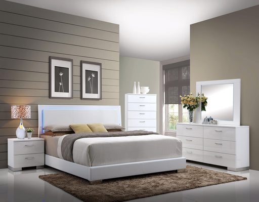 Lorimar White PU & Chrome Leg Eastern King Bed - Tony’s Furniture Store & Linen (GA) - Multi Location