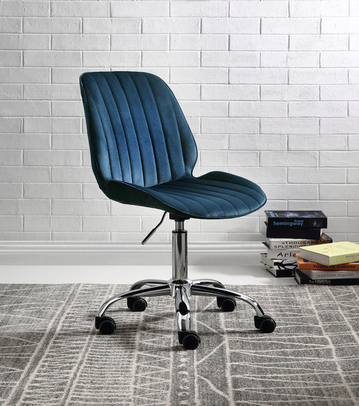 Muata Twilight Blue Velvet & Chrome Office Chair - Tony’s Furniture Store & Linen (GA) - Multi Location
