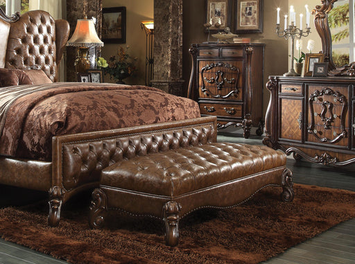 Versailles 2-Tone Light Brown PU & Cherry Oak Bench - Tony’s Furniture Store & Linen (GA) - Multi Location