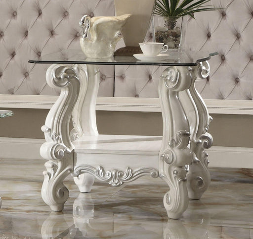 Versailles Bone White & Clear Glass End Table - Tony’s Furniture Store & Linen (GA) - Multi Location