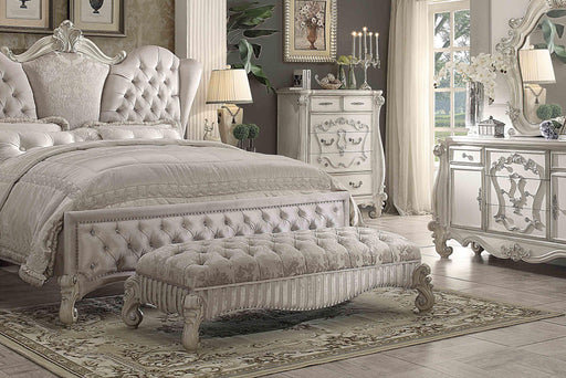 Versailles Ivory Fabric & Bone White Bench - Tony’s Furniture Store & Linen (GA) - Multi Location