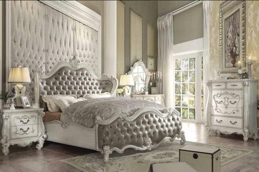 Versailles Vintage Gray PU & Bone White Queen Bed - Tony’s Furniture Store & Linen (GA) - Multi Location