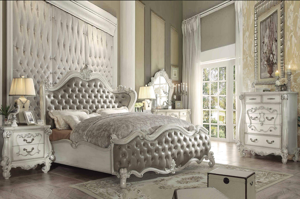 Versailles Vintage Gray PU & Bone White Eastern King Bed - Tony’s Furniture Store & Linen (GA) - Multi Location