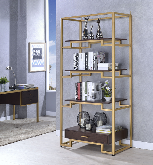 Yumia Gold & Clear Glass Bookshelf - Tony’s Furniture Store & Linen (GA) - Multi Location