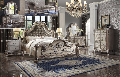 Dresden Vintage Bone White & PU Eastern King Bed - Tony’s Furniture Store & Linen (GA) - Multi Location