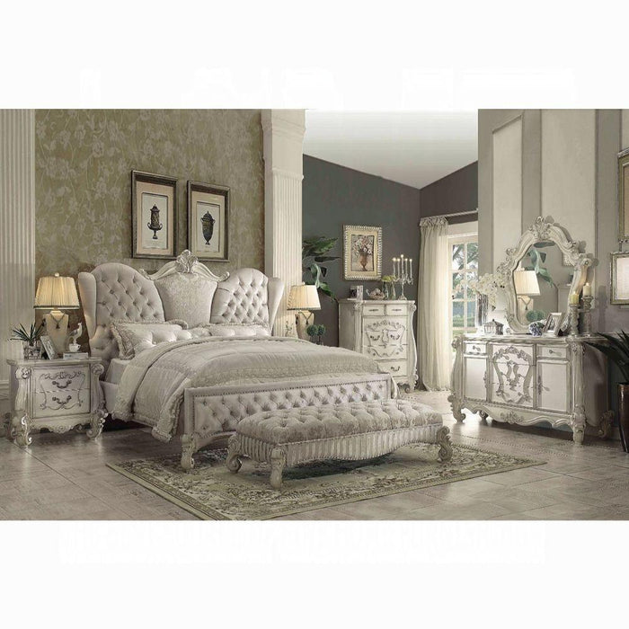 Versailles Ivory Velvet & Bone White Queen Bed - Tony’s Furniture Store & Linen (GA) - Multi Location