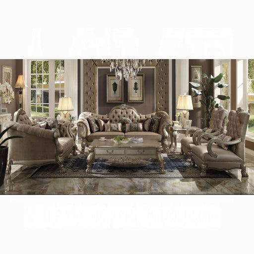 Dresden Bone Velvet & Gold Patina Sofa w/7 Pillows - Tony’s Furniture Store & Linen (GA) - Multi Location
