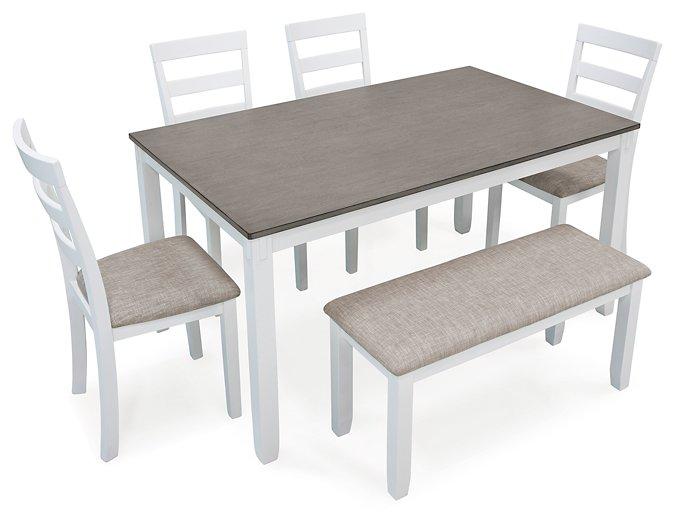 Stonehollow Dining Table and Chairs with Bench (Set of 6) - Tony’s Furniture Store & Linen (GA) - Multi Location
