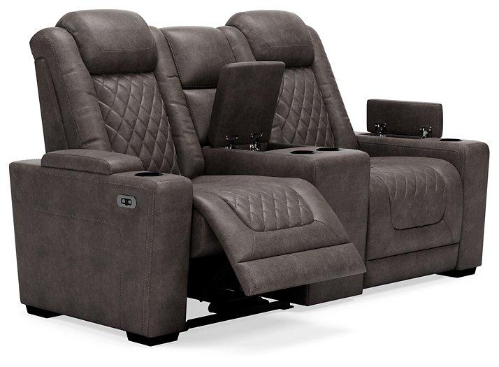 HyllMont Power Reclining Loveseat with Console - Tony’s Furniture Store & Linen (GA) - Multi Location