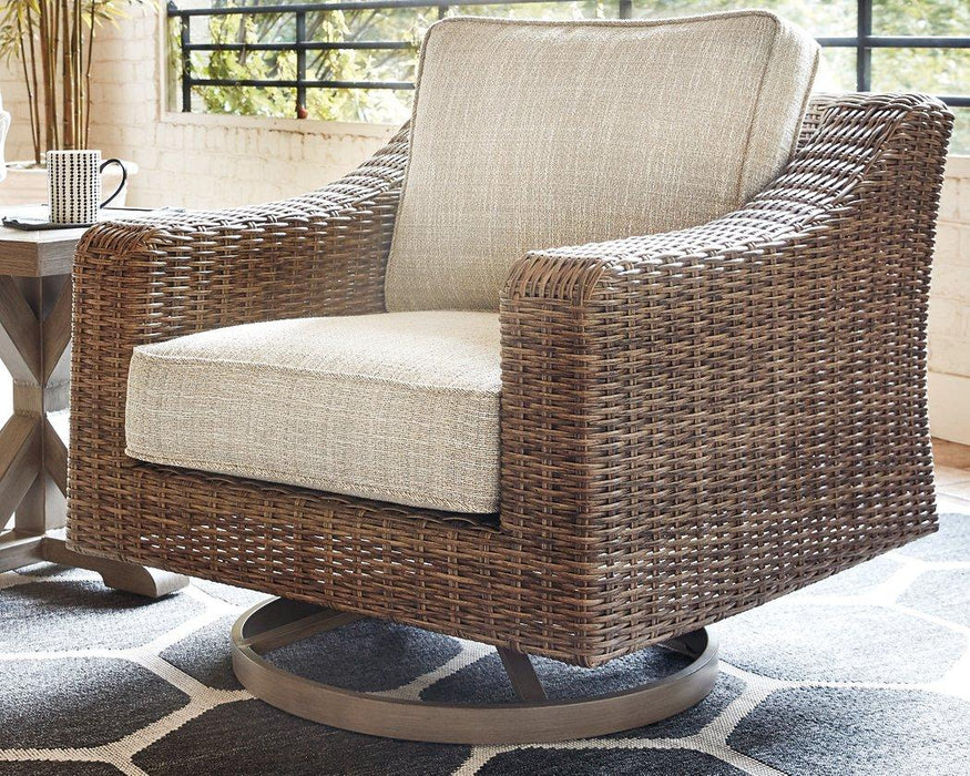 Beachcroft Outdoor Swivel Lounge with Cushion - Tony’s Furniture Store & Linen (GA) - Multi Location