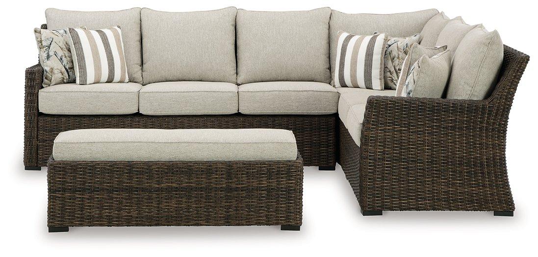 Brook Ranch Outdoor Sofa Sectional/Bench with Cushion (Set of 3) - Tony’s Furniture Store & Linen (GA) - Multi Location