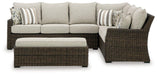 Brook Ranch Outdoor Sofa Sectional/Bench with Cushion (Set of 3) - Tony’s Furniture Store & Linen (GA) - Multi Location