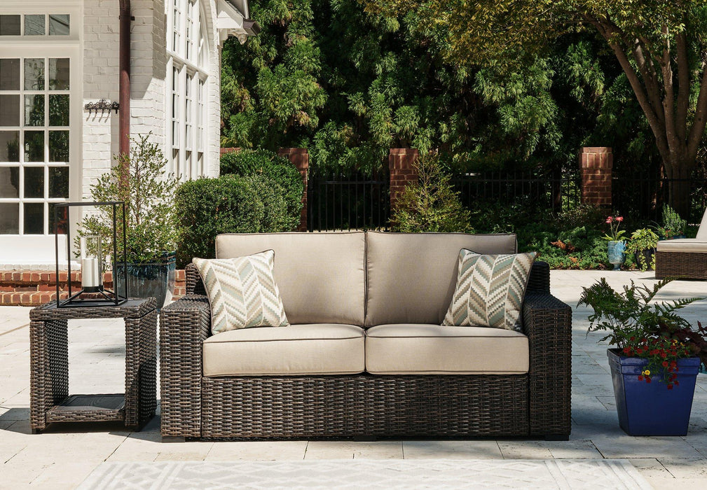 Coastline Bay Outdoor Loveseat with Cushion - Tony’s Furniture Store & Linen (GA) - Multi Location
