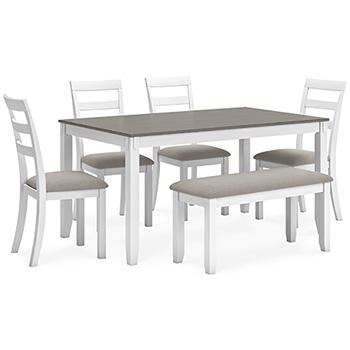 Stonehollow Dining Table and Chairs with Bench (Set of 6) - Tony’s Furniture Store & Linen (GA) - Multi Location