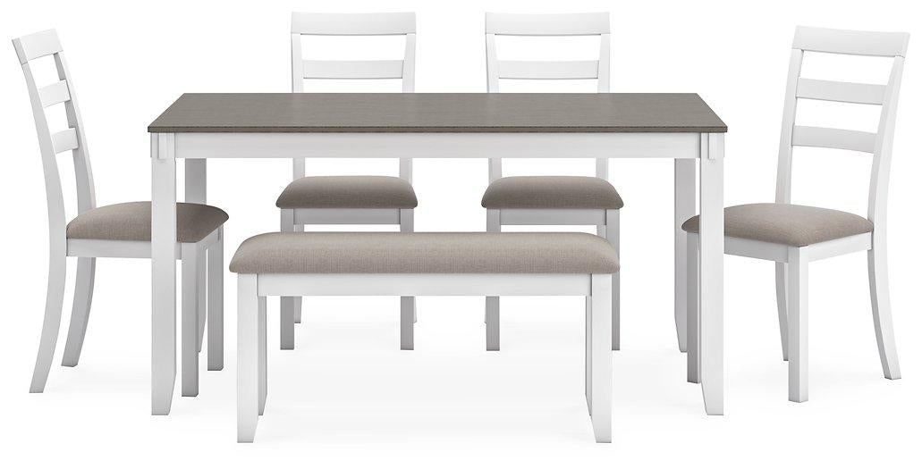 Stonehollow Dining Table and Chairs with Bench (Set of 6) - Tony’s Furniture Store & Linen (GA) - Multi Location