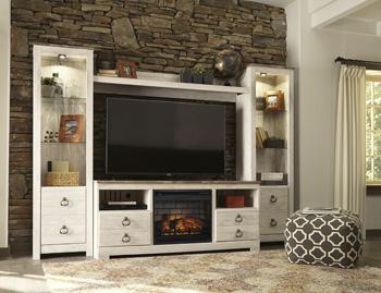 Willowton 4-Piece Entertainment Center with Electric Fireplace - Tony’s Furniture Store & Linen (GA) - Multi Location