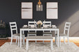Stonehollow Dining Table and Chairs with Bench (Set of 6) - Tony’s Furniture Store & Linen (GA) - Multi Location