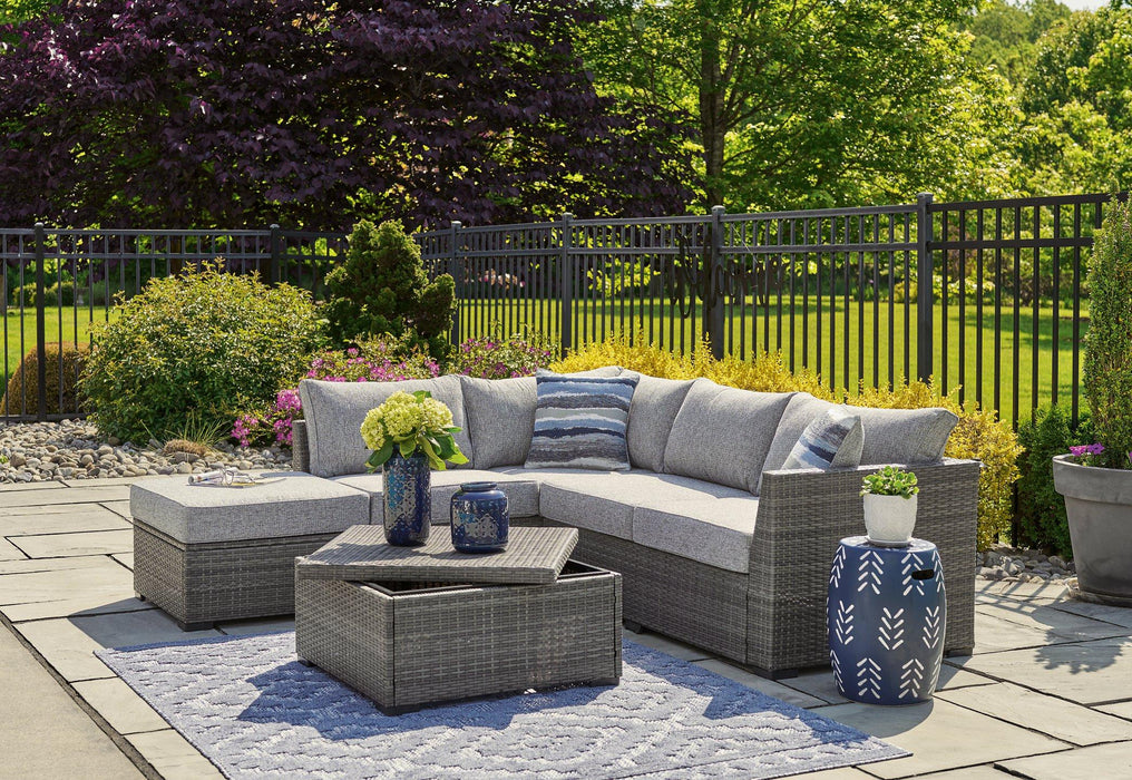 Petal Road Outdoor Loveseat Sectional/Ottoman/Table Set (Set of 4) - Tony’s Furniture Store & Linen (GA) - Multi Location