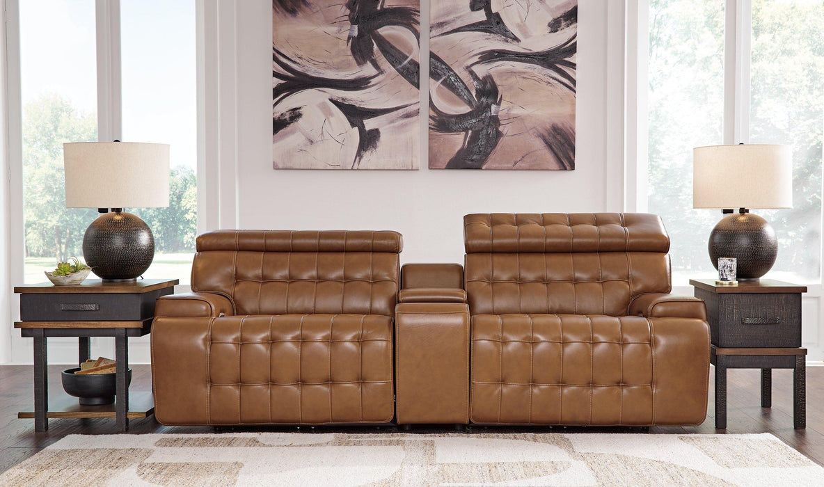 Temmpton Dual Power Leather Reclining Modular Loveseat with Console - Tony’s Furniture Store & Linen (GA) - Multi Location