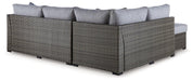 Petal Road Outdoor Loveseat Sectional/Ottoman/Table Set (Set of 4) - Tony’s Furniture Store & Linen (GA) - Multi Location