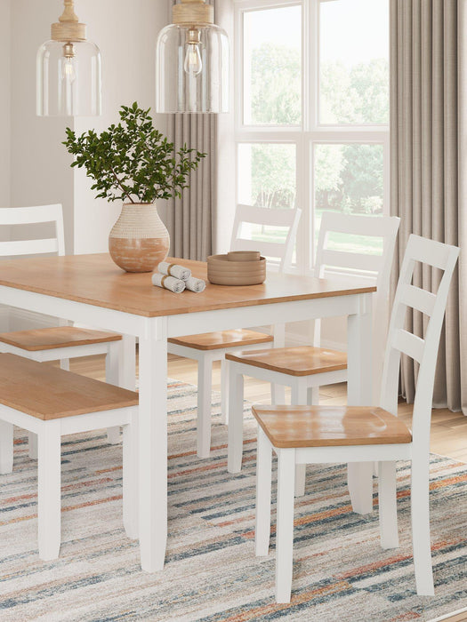 Gesthaven Dining Table with 4 Chairs and Bench (Set of 6) - Tony’s Furniture Store & Linen (GA) - Multi Location
