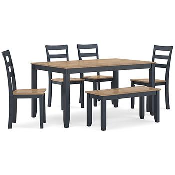 Gesthaven Dining Table with 4 Chairs and Bench (Set of 6) - Tony’s Furniture Store & Linen (GA) - Multi Location