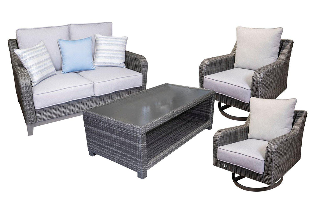 Elite Park Outdoor Loveseat, Lounge Chairs and Cocktail Table - Tony’s Furniture Store & Linen (GA) - Multi Location