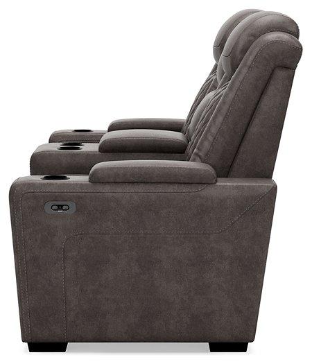 HyllMont Power Reclining Loveseat with Console - Tony’s Furniture Store & Linen (GA) - Multi Location