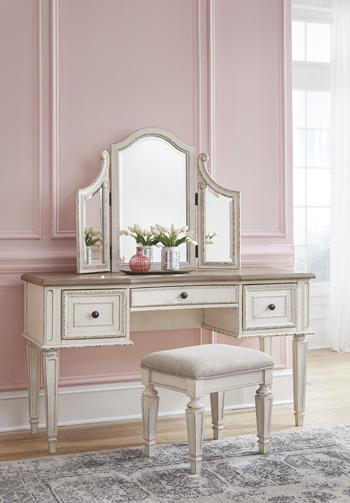 Realyn Vanity and Mirror with Stool - Tony’s Furniture Store & Linen (GA) - Multi Location