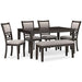 Langwest Dining Table and 4 Chairs and Bench (Set of 6) - Tony’s Furniture Store & Linen (GA) - Multi Location