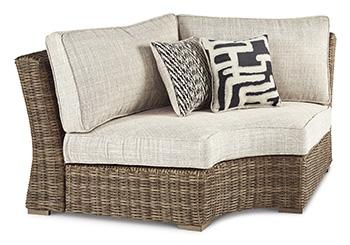 Beachcroft Outdoor Curved Corner Chair with Cushion - Tony’s Furniture Store & Linen (GA) - Multi Location