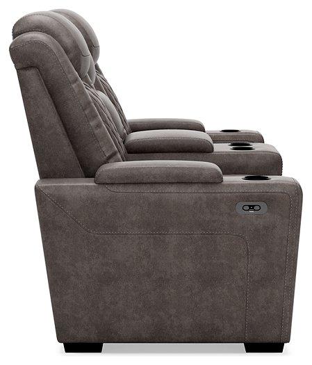 HyllMont Power Reclining Loveseat with Console - Tony’s Furniture Store & Linen (GA) - Multi Location
