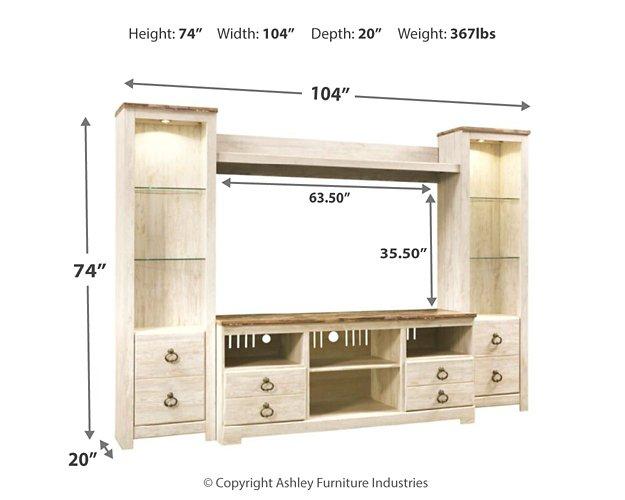 Willowton 4-Piece Entertainment Center - Tony’s Furniture Store & Linen (GA) - Multi Location