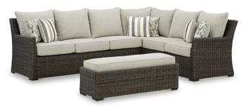 Brook Ranch Outdoor Sofa Sectional/Bench with Cushion (Set of 3) - Tony’s Furniture Store & Linen (GA) - Multi Location