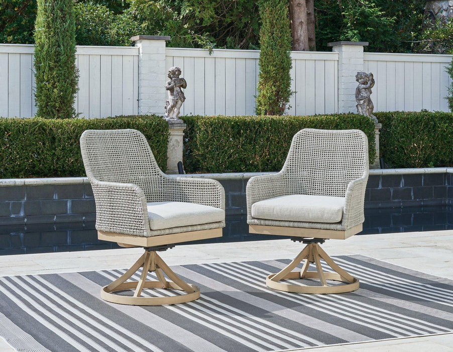 Seton Creek Outdoor Swivel Dining Chair (Set of 2) - Tony’s Furniture Store & Linen (GA) - Multi Location