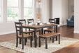Gesthaven Dining Table with 4 Chairs and Bench (Set of 6) - Tony’s Furniture Store & Linen (GA) - Multi Location