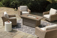 Beachcroft Beachcroft Fire Pit Table with Four Nuvella Swivel Lounge Chairs - Tony’s Furniture Store & Linen (GA) - Multi Location