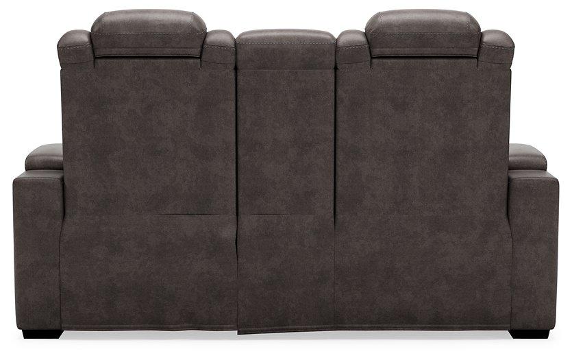 HyllMont Power Reclining Loveseat with Console - Tony’s Furniture Store & Linen (GA) - Multi Location