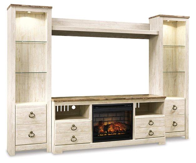 Willowton 4-Piece Entertainment Center with Electric Fireplace - Tony’s Furniture Store & Linen (GA) - Multi Location