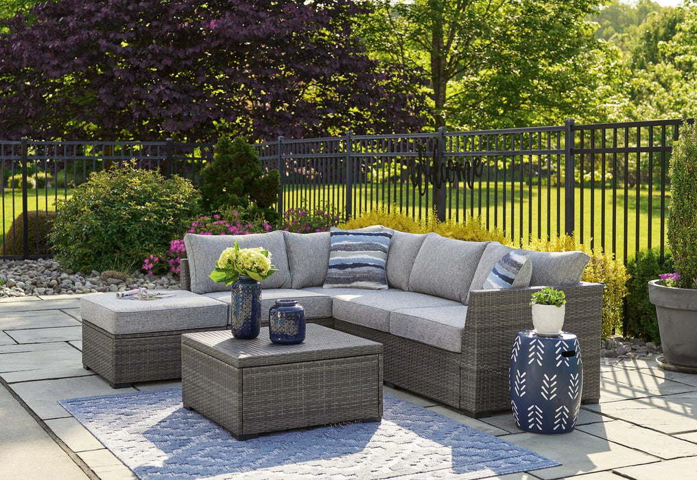Petal Road Outdoor Loveseat Sectional/Ottoman/Table Set (Set of 4) - Tony’s Furniture Store & Linen (GA) - Multi Location