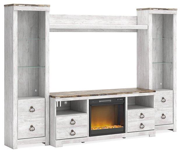 Willowton 4-Piece Entertainment Center with Electric Fireplace - Tony’s Furniture Store & Linen (GA) - Multi Location