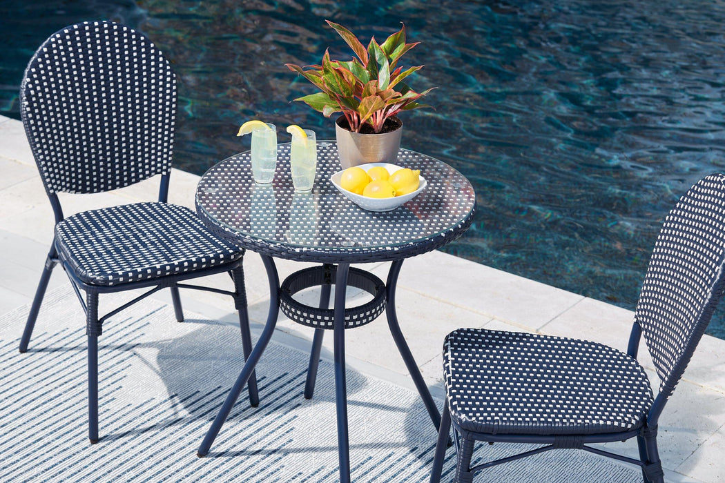 Odyssey Blue Outdoor Table and Chairs (Set of 3) - Tony’s Furniture Store & Linen (GA) - Multi Location