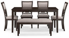 Langwest Dining Table and 4 Chairs and Bench (Set of 6) - Tony’s Furniture Store & Linen (GA) - Multi Location