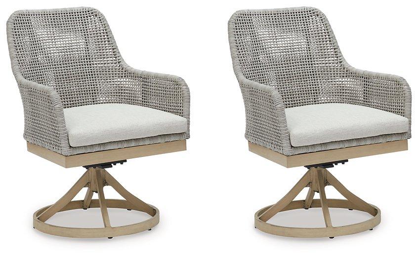 Seton Creek Outdoor Swivel Dining Chair (Set of 2) - Tony’s Furniture Store & Linen (GA) - Multi Location