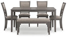 Wrenning Dining Table and 4 Chairs and Bench (Set of 6) - Tony’s Furniture Store & Linen (GA) - Multi Location