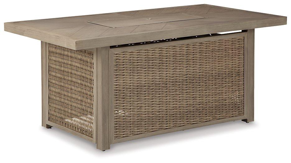 Beachcroft Beachcroft Fire Pit Table with Four Nuvella Swivel Lounge Chairs - Tony’s Furniture Store & Linen (GA) - Multi Location